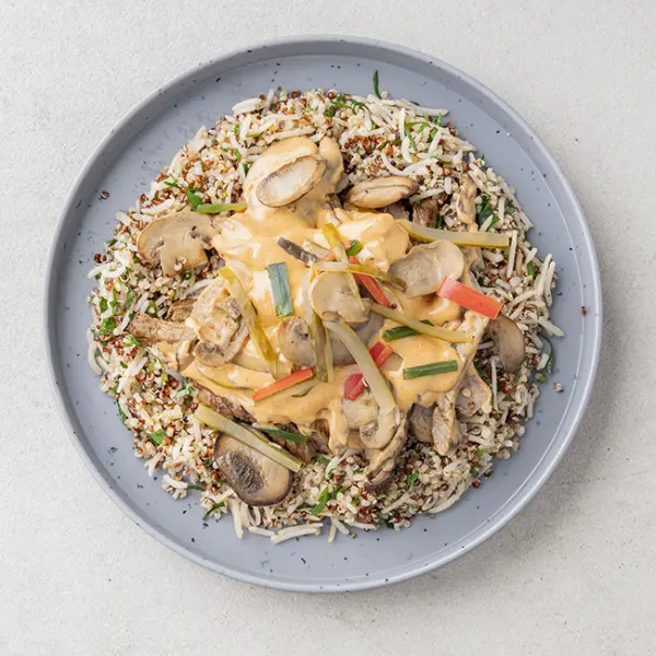 Hearty Stroganoff Beef with Herbed Quinoa Rice